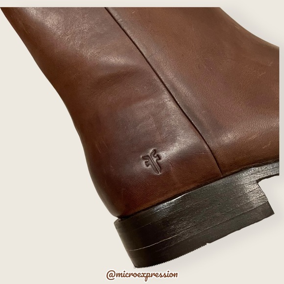 $359 Veronica Seam Short Brown Leather Moto Vintage Boho Zip Up Low Ankle Boot - Picture 7 of 11